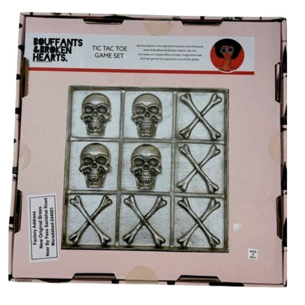 Halloween Game Decor Bouffants All Metal Skull and Bones Tic Tac Toe Set